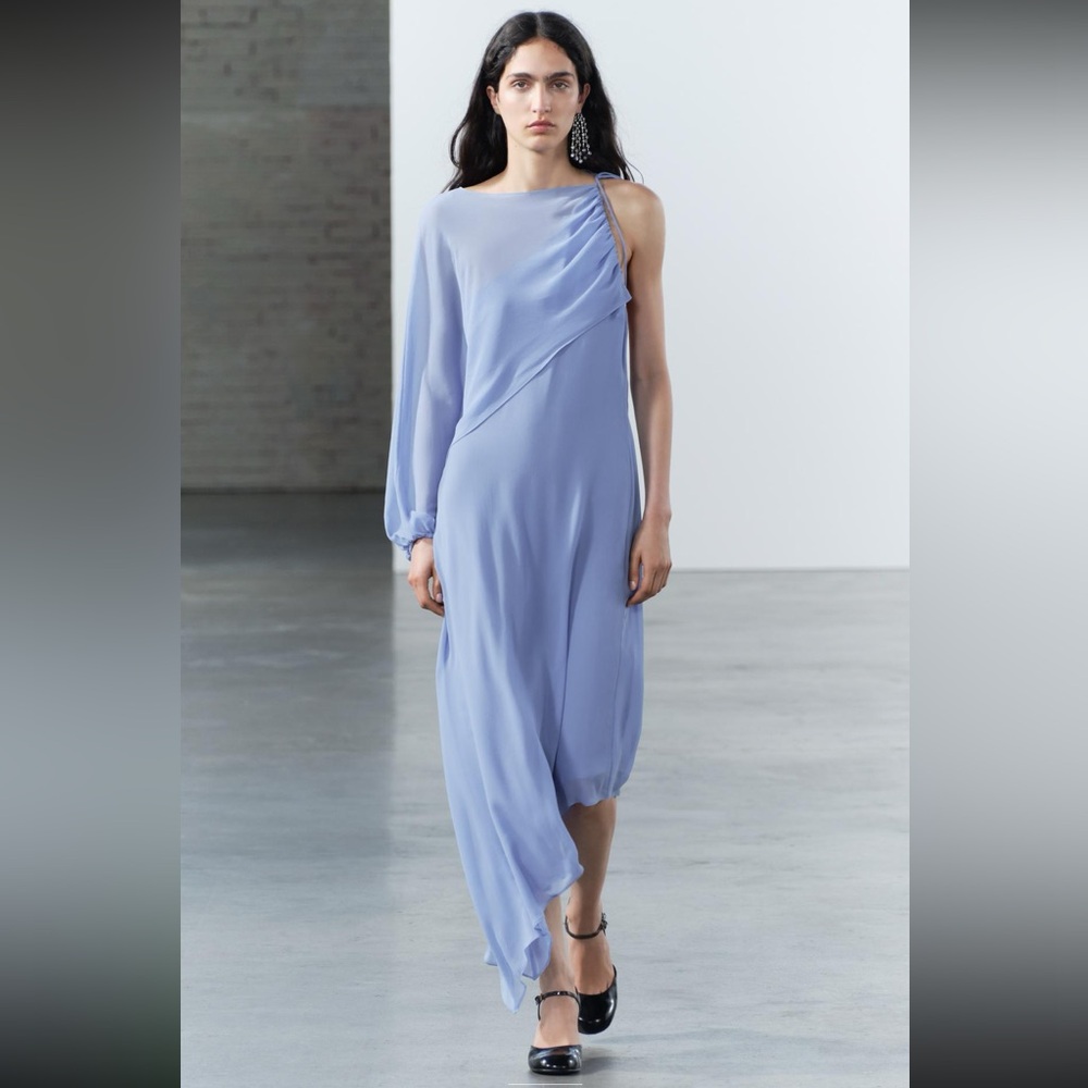 Zara limited edition celebrity style assymetric cape dress